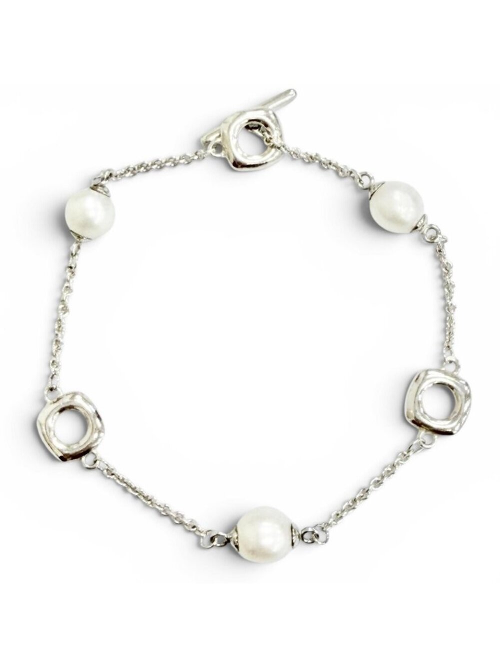 Tiffany & Co Square Anchor Chain Fresh Water Pearl Bracelet